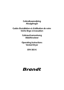 Mode d’emploi Brandt EFH303K Sèche-linge