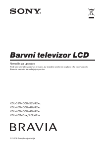 Priročnik Sony Bravia KDL-40V4000 LCD-televizor