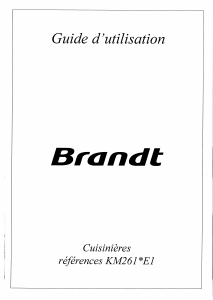 Mode d’emploi Brandt KM261TE1 Cuisinière