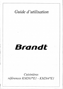 Mode d’emploi Brandt KM264WE1 Cuisinière