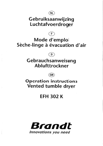 Mode d’emploi Brandt EFH302K Sèche-linge