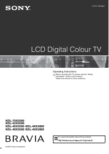 Manual Sony Bravia KDL-46X3000 LCD Television