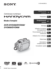 Mode d’emploi Sony DCR-DVD908E Caméscope