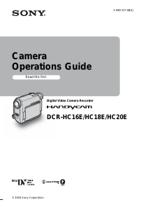 Manual Sony DCR-HC20E Camcorder