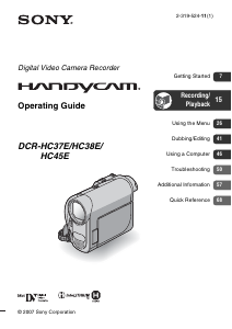 Manual Sony DCR-HC37E Camcorder