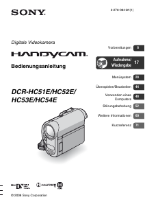 Bedienungsanleitung Sony DCR-HC52E Camcorder