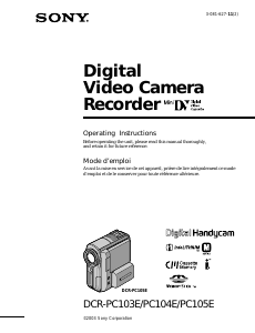 Mode d’emploi Sony DCR-PC105E Caméscope