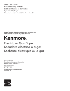 Manual Kenmore 110.66132 Dryer