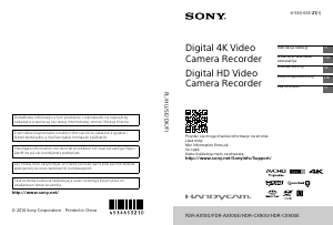 Käyttöohje Sony FDR-AX100E Kameranauhuri