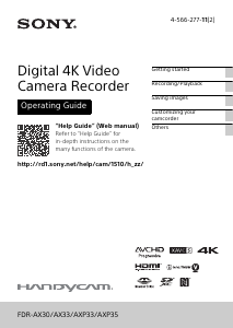 Manual Sony FDR-AX33 Camcorder
