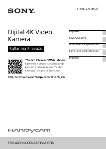 Kullanım kılavuzu Sony FDR-AXP35 Kaydedici kamera