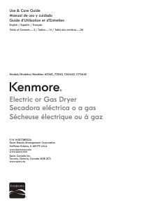 Manual Kenmore 62342 Dryer