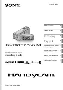 Manual Sony HDR-CX100E Camcorder