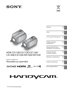 Priročnik Sony HDR-CX115E Prenosna kamera