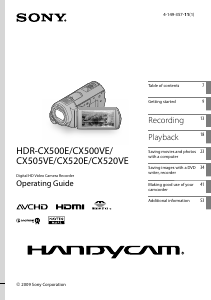 Manual Sony HDR-CX505VE Camcorder