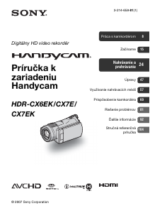 Návod Sony HDR-CX7E Videokamera
