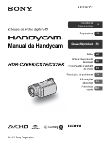 Manual Sony HDR-CX7E Câmara de vídeo