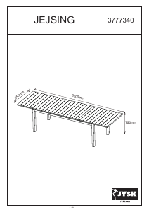 كتيب طاولة حديقة Jejsing (95x300x75) JYSK