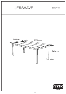 Käyttöohje JYSK Jershave (90x205x75) Puutarhapöytä