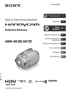 Kullanım kılavuzu Sony HDR-HC7E Kaydedici kamera