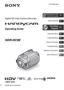 Manual Sony HDR-HC9E Camcorder