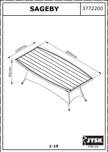 Посібник JYSK Sageby (100x200x75) Садовий столик
