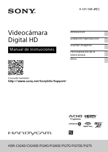 Manual de uso Sony HDR-PJ270E Videocámara