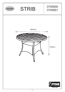Käyttöohje JYSK Strib (120x74) Puutarhapöytä