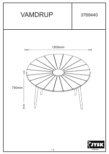 Manual JYSK Vamdrup (120x74) Masă de grădină