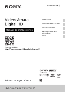 Manual de uso Sony HDR-PJ820E Videocámara