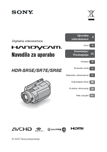 Priročnik Sony HDR-SR7E Prenosna kamera