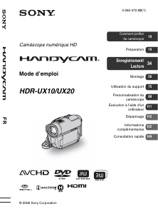 Mode d’emploi Sony HDR-UX9E Caméscope