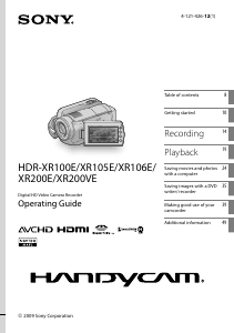 Manual Sony HDR-XR105E Camcorder