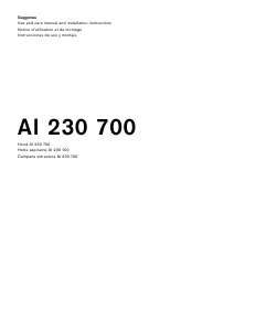Manual Gaggenau AI230700 Cooker Hood