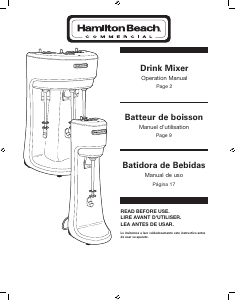 Mode d’emploi Hamilton Beach HMD400R Mélangeur de boissons