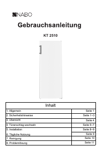 Bedienungsanleitung NABO KT 2510 Kühlschrank