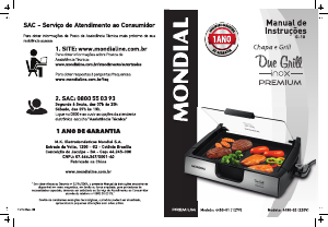 Manual Mondial G-10 Grelhador de mesa