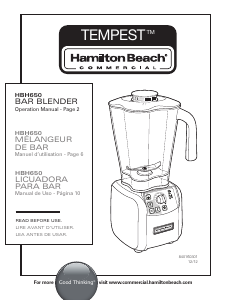 Manual Hamilton Beach HBH650 Blender