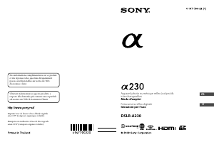 Manuale Sony Alpha DSLR-A230 Fotocamera digitale