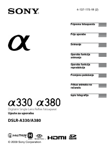 Priručnik Sony Alpha DSLR-A330 Digitalni fotoaparat
