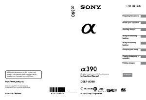 Manual Sony Alpha DSLR-A390Y Digital Camera