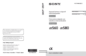 Mode d’emploi Sony Alpha DSLR-A580Y Appareil photo numérique