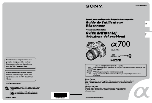 Mode d’emploi Sony Alpha DSLR-A700 Appareil photo numérique