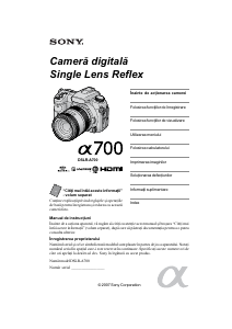 Manual Sony Alpha DSLR-A700K Cameră digitală