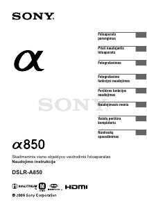 Vadovas Sony Alpha DSLR-A850 Skaitmeninis fotoaparatas