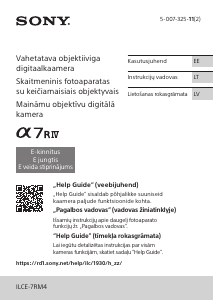 Rokasgrāmata Sony Alpha ILCE-7RM4 Digitālā kamera