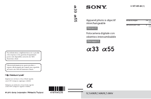 Mode d’emploi Sony Alpha SLT-A33 Appareil photo numérique