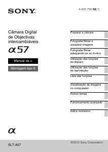 Manual Sony Alpha SLT-A57M Câmara digital