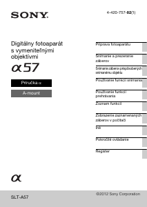 Návod Sony Alpha SLT-A57M Digitálna kamera