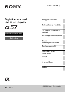 Bruksanvisning Sony Alpha SLT-A57Y Digitalkamera